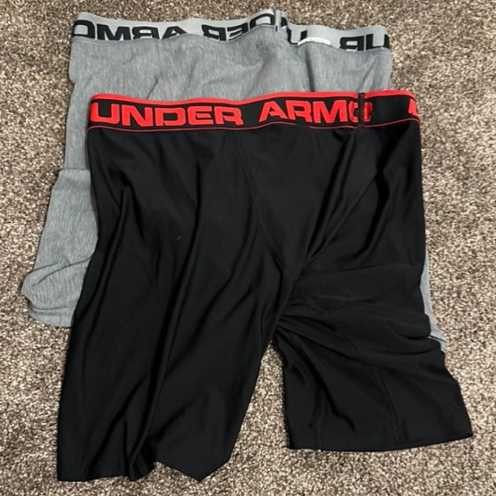 Under Armour Men's Fitted Boxerjock Grey & Black Large Size 2-Pack